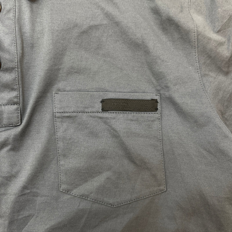 Men's Plaque Logo Polo Shirt Grey Size S