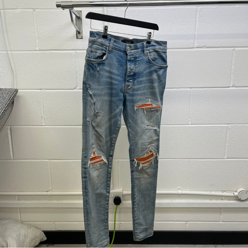 Men's Mx1 Distressed Jeans Blue Size Waist 34"