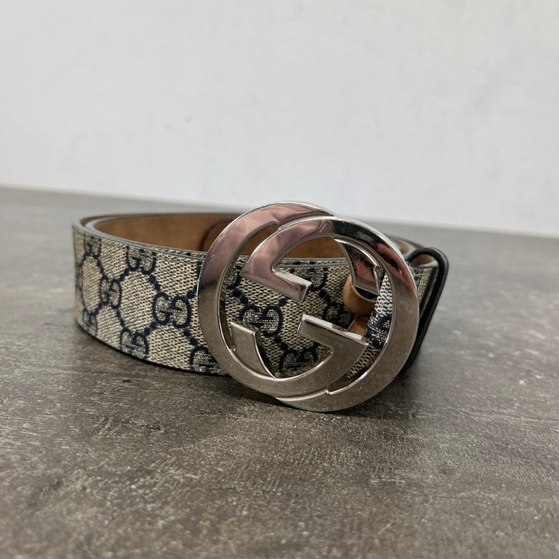 Men's GG Supreme Belt Beige Size 34"