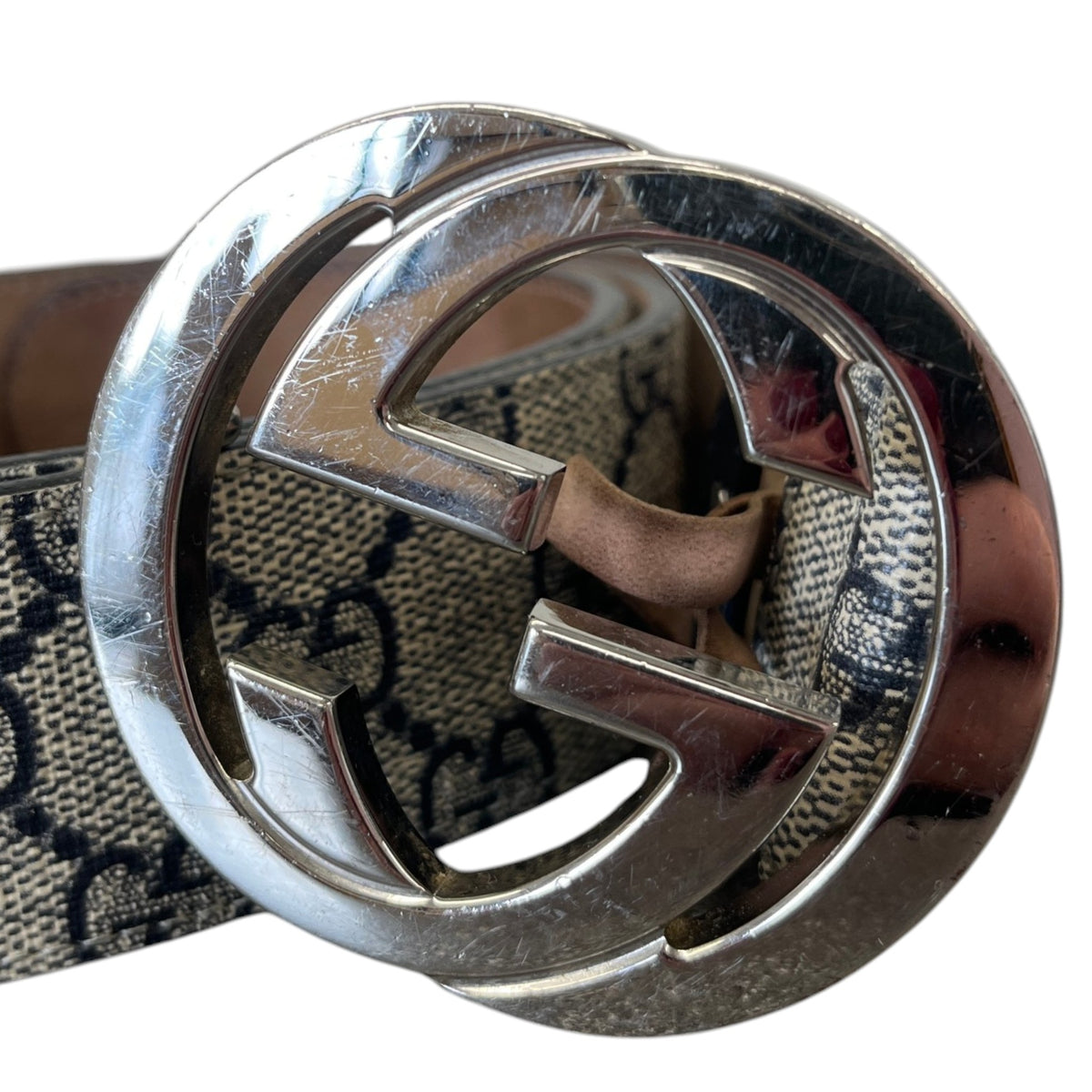 Men's GG Supreme Belt Beige Size 34" - Photo 5