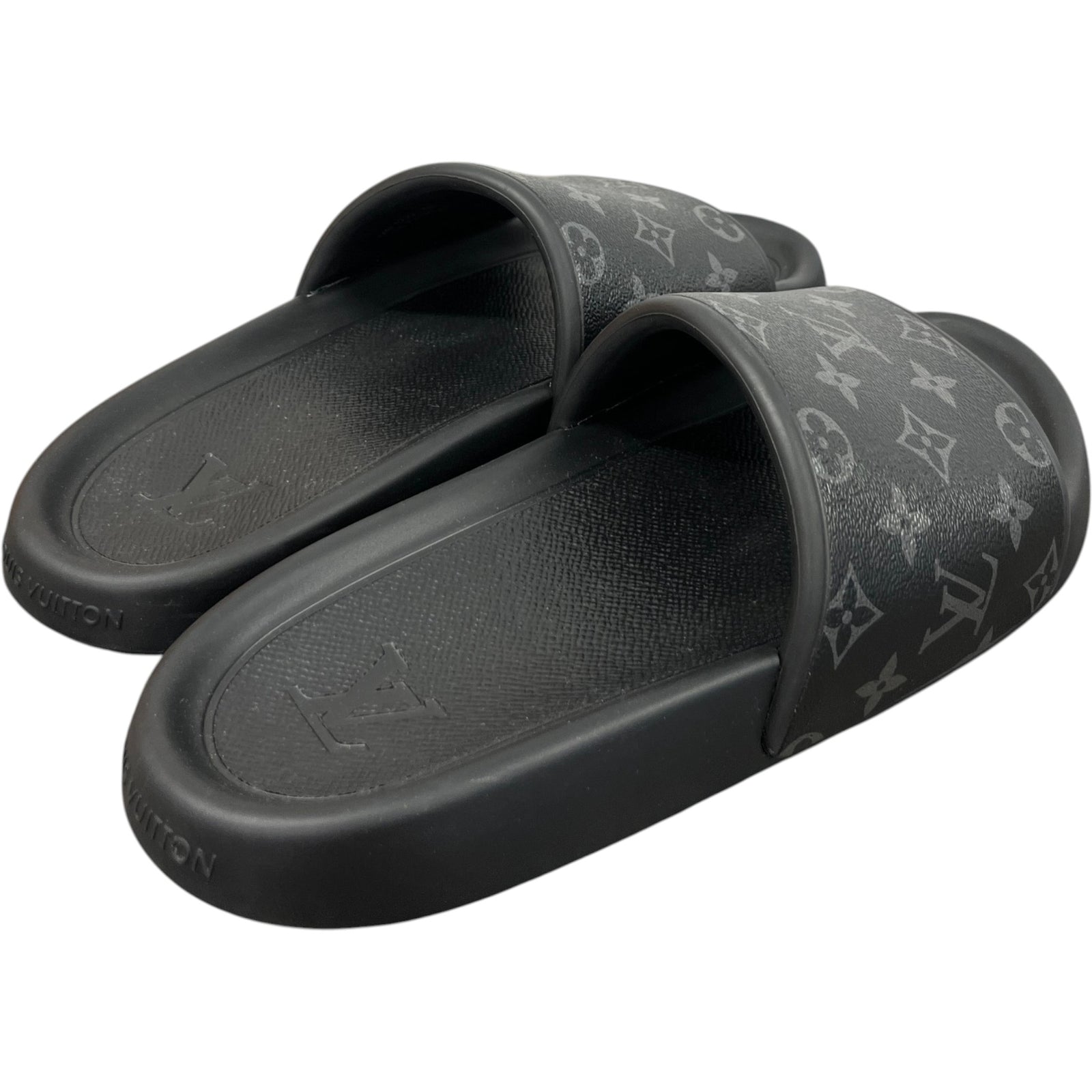 Men's Monogram Eclipse Waterfront Slides Black Size EU 44 / UK 10 - Photo 8