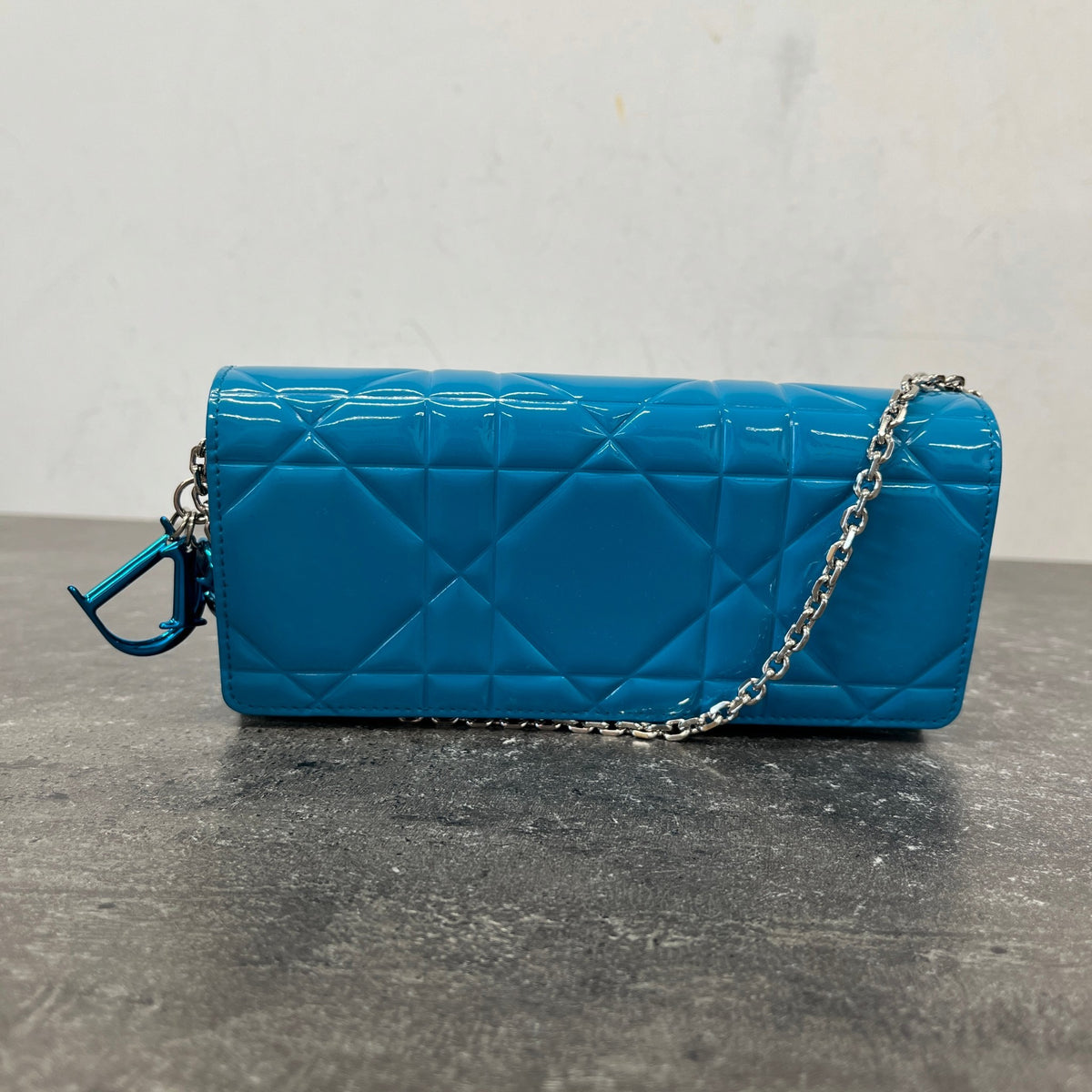 Women's Cannage Lady Dior Wallet On Chain Handbag Blue - Photo 9