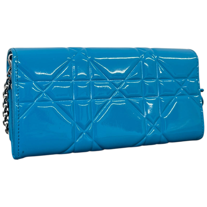 Women's Cannage Lady Dior Wallet On Chain Handbag Blue