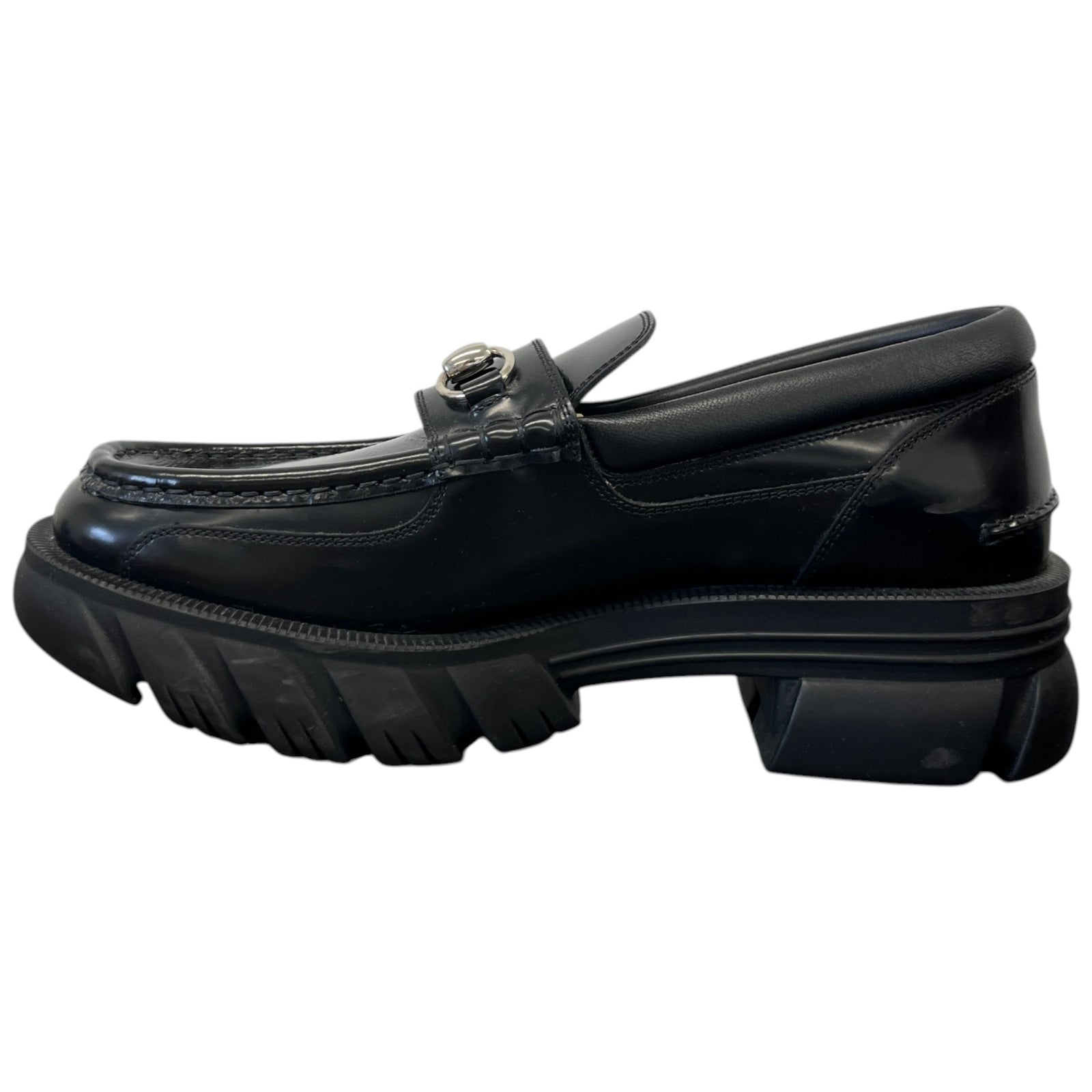 Men's Horsebit Lug Sole Loafers Black Size UK 7 / EU 41 - Photo 2