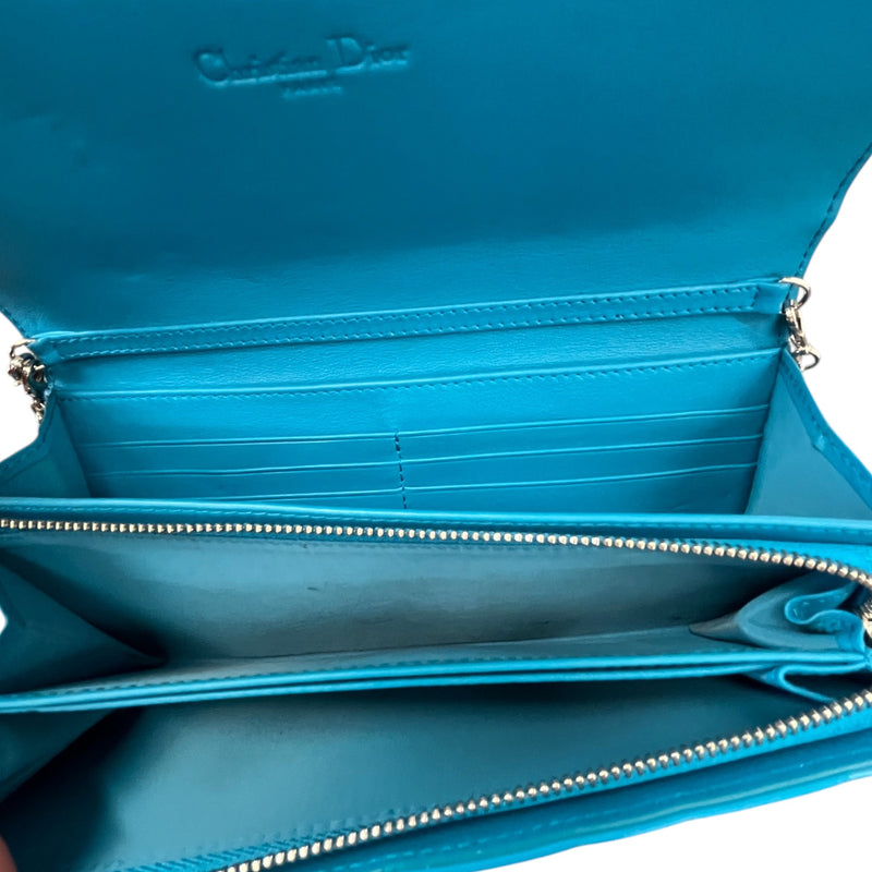 Women's Cannage Lady Dior Wallet On Chain Handbag Blue