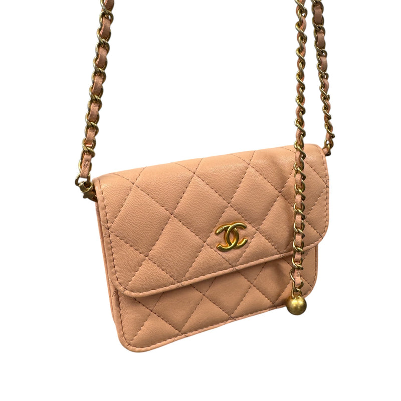 Women's Pearl Crush Wallet On Chain Handbag Pink