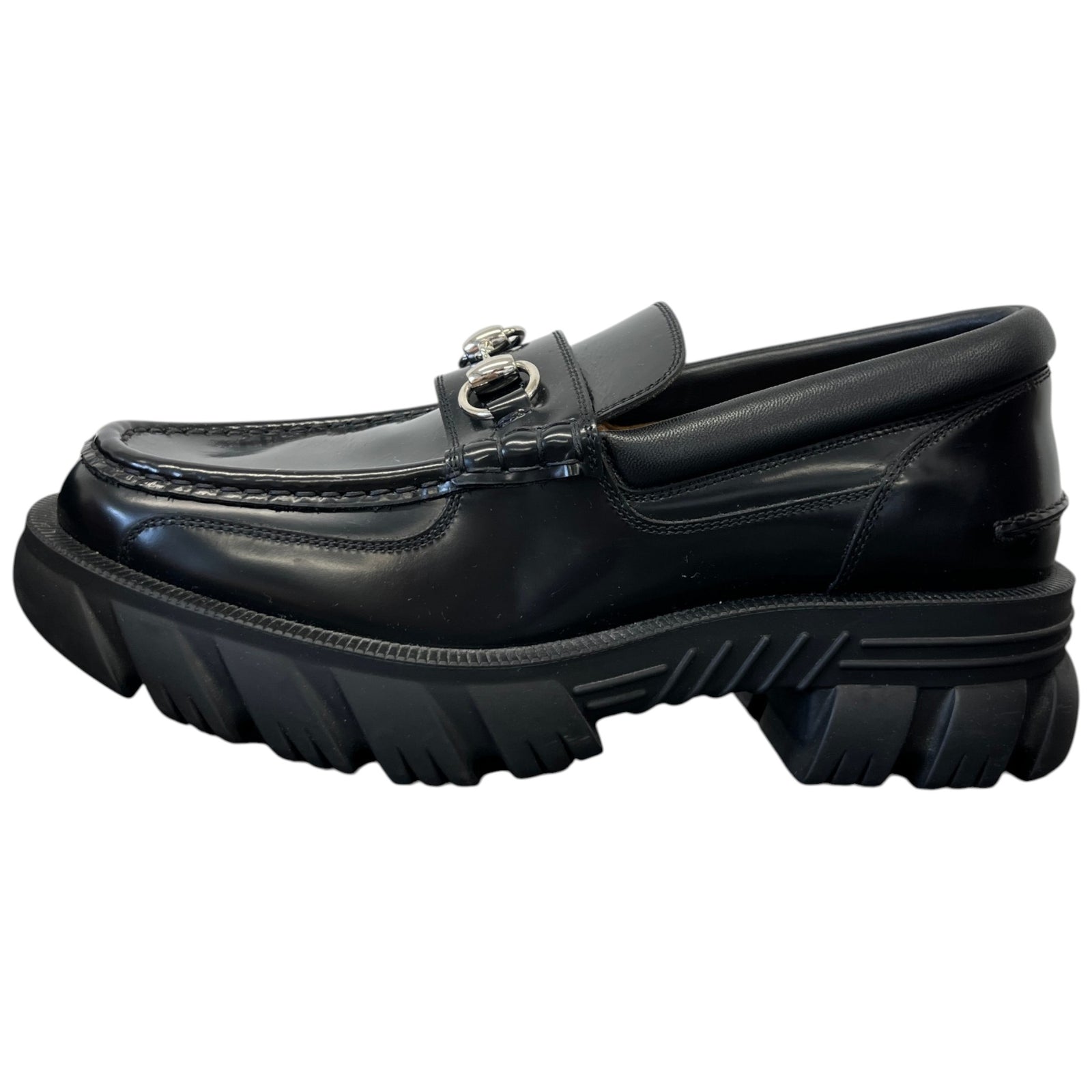Men's Horsebit Lug Sole Loafers Black Size UK 7 / EU 41 - Photo 5