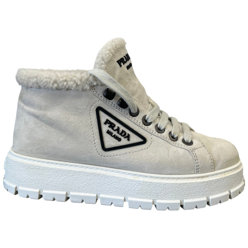 Women's Shearling Detail High Trainers Beige Size EU 37 / UK 4