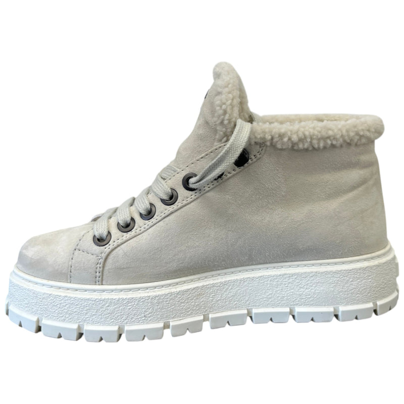 Women's Shearling Detail High Trainers Beige Size EU 37 / UK 4