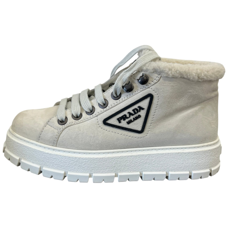 Women's Shearling Detail High Trainers Beige Size EU 37 / UK 4