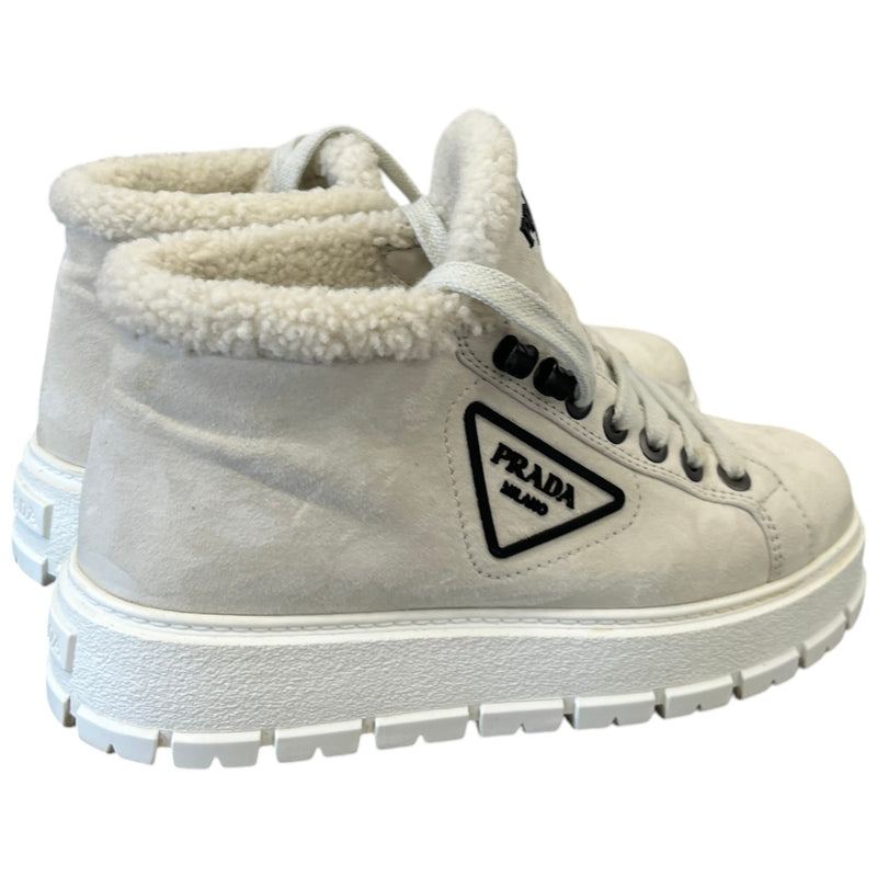 Women's Shearling Detail High Trainers Beige Size EU 37 / UK 4