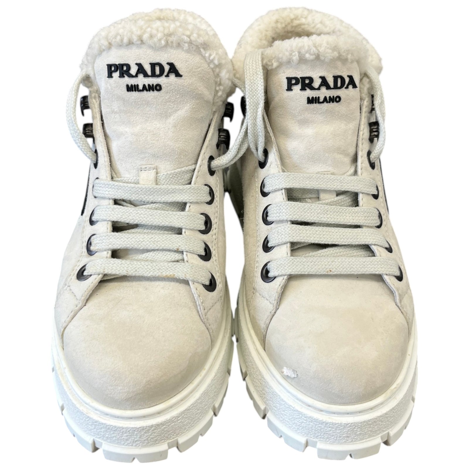 Women's Shearling Detail High Trainers Beige Size EU 37 / UK 4 - Photo 6