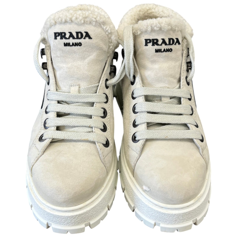 Women's Shearling Detail High Trainers Beige Size EU 37 / UK 4