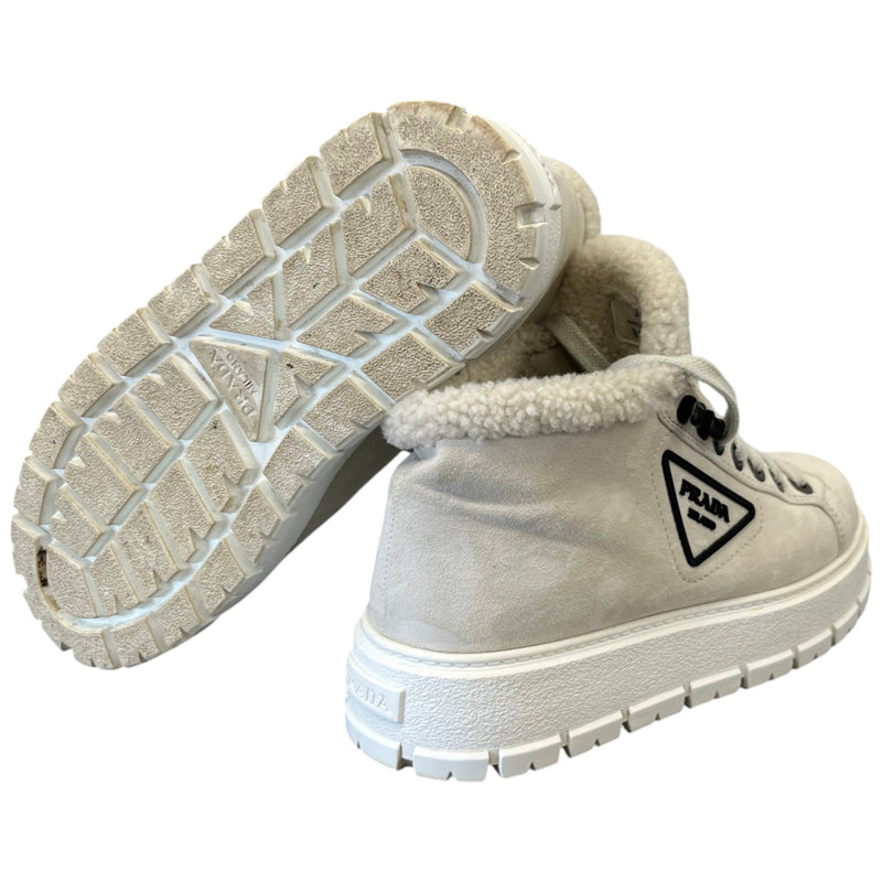 Women's Shearling Detail High Trainers Beige Size EU 37 / UK 4