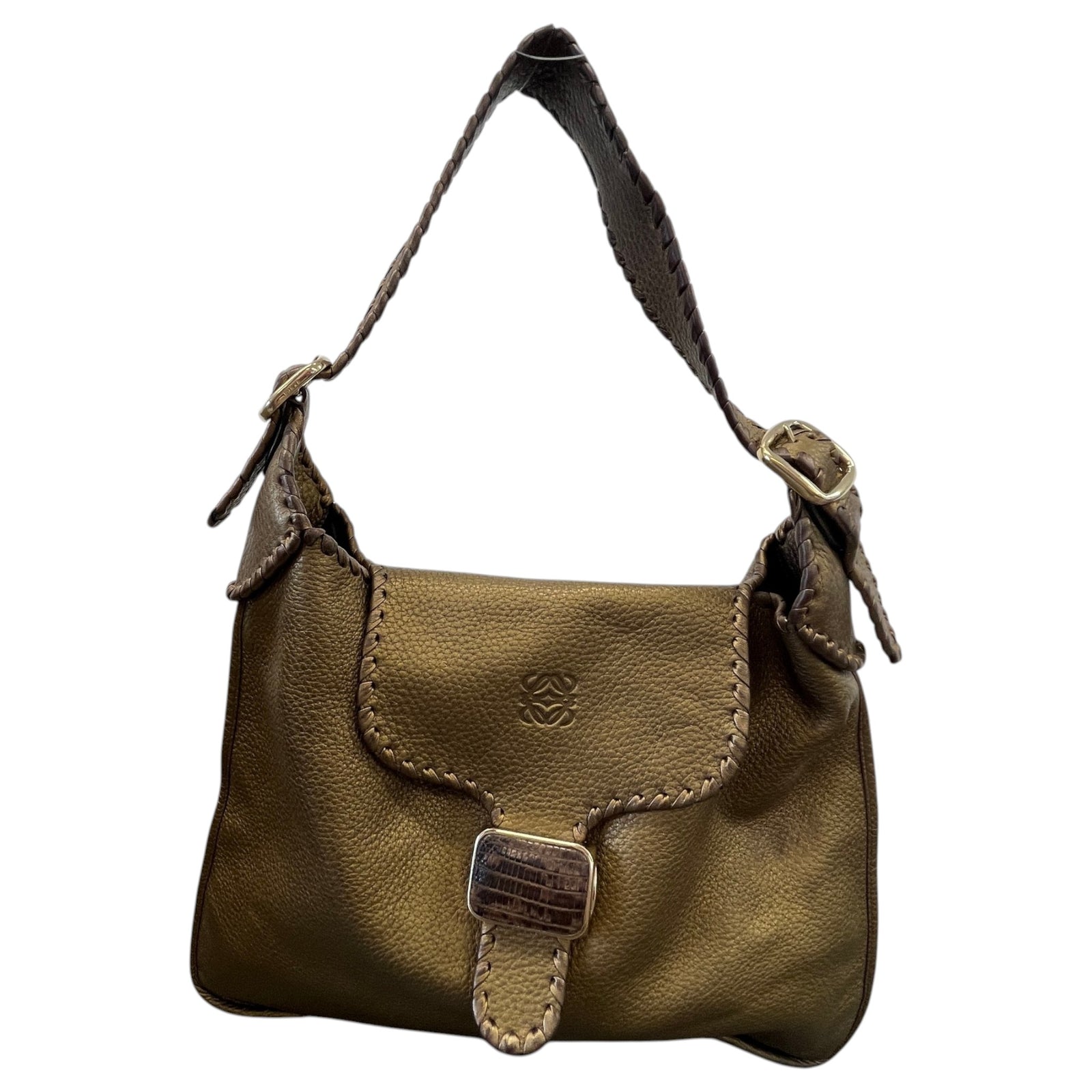 Women's Embossed Logo Handbag Gold - Photo 1