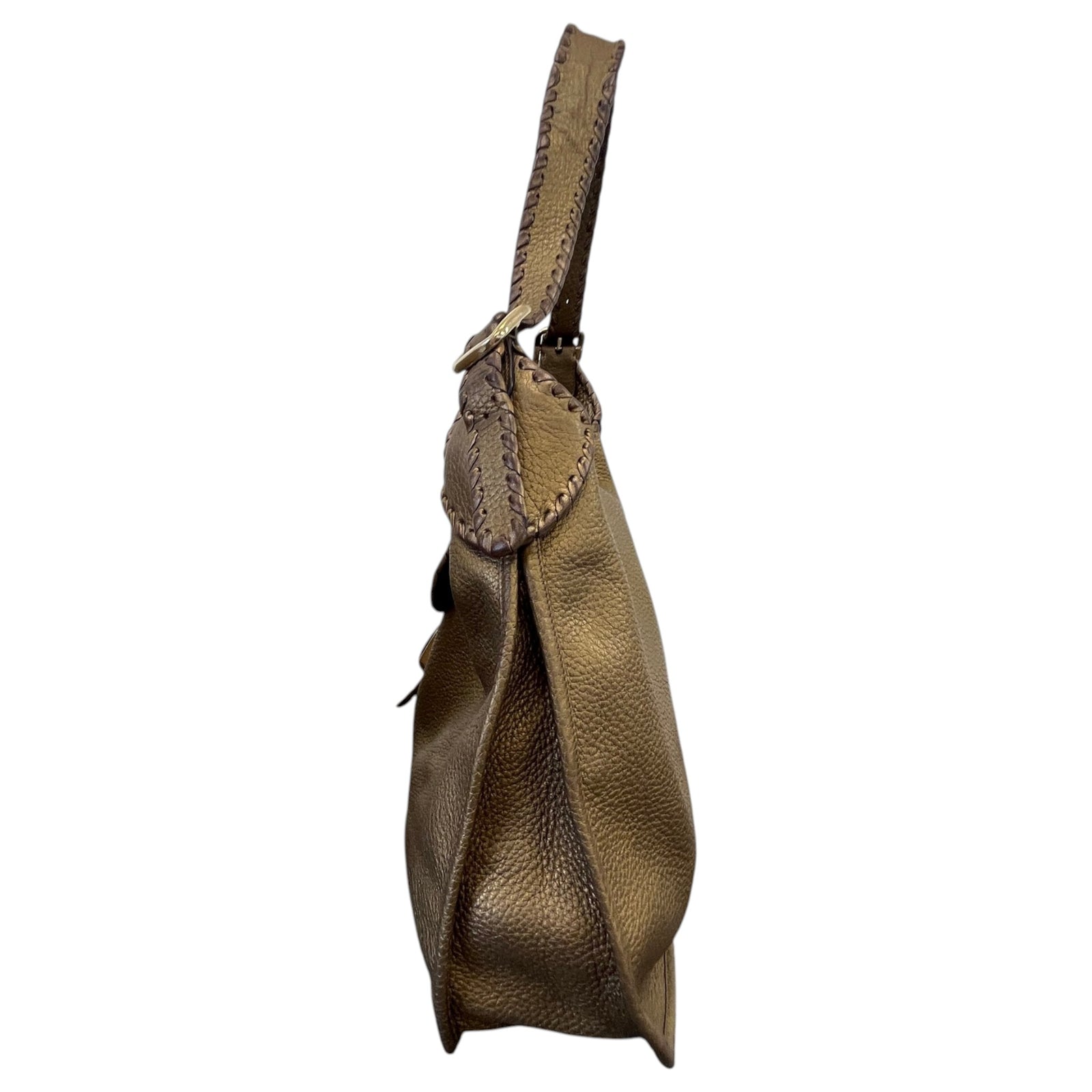 Women's Embossed Logo Handbag Gold - Photo 7
