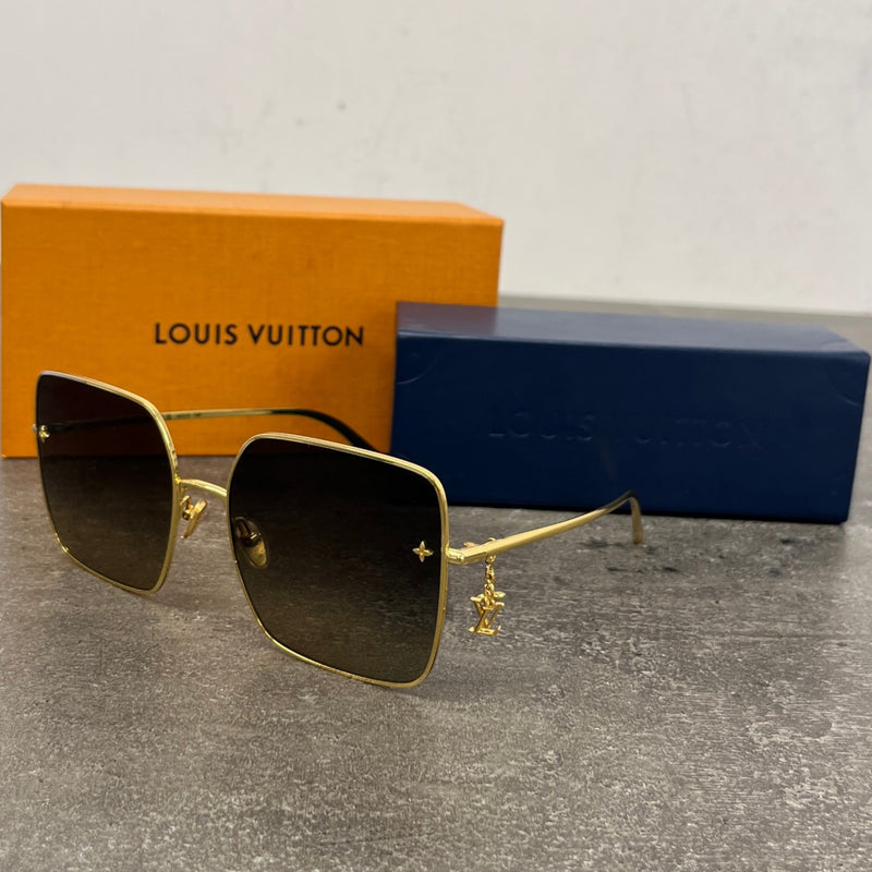 Women's Lv Charm Square Sunglasses Gold