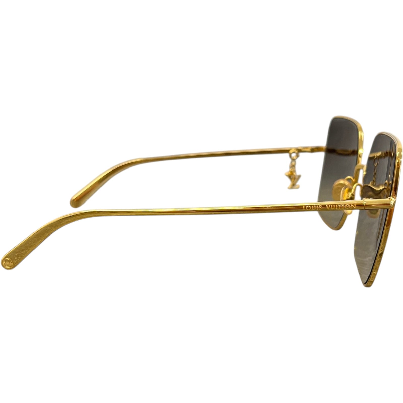 Women's Lv Charm Square Sunglasses Gold - Photo 5