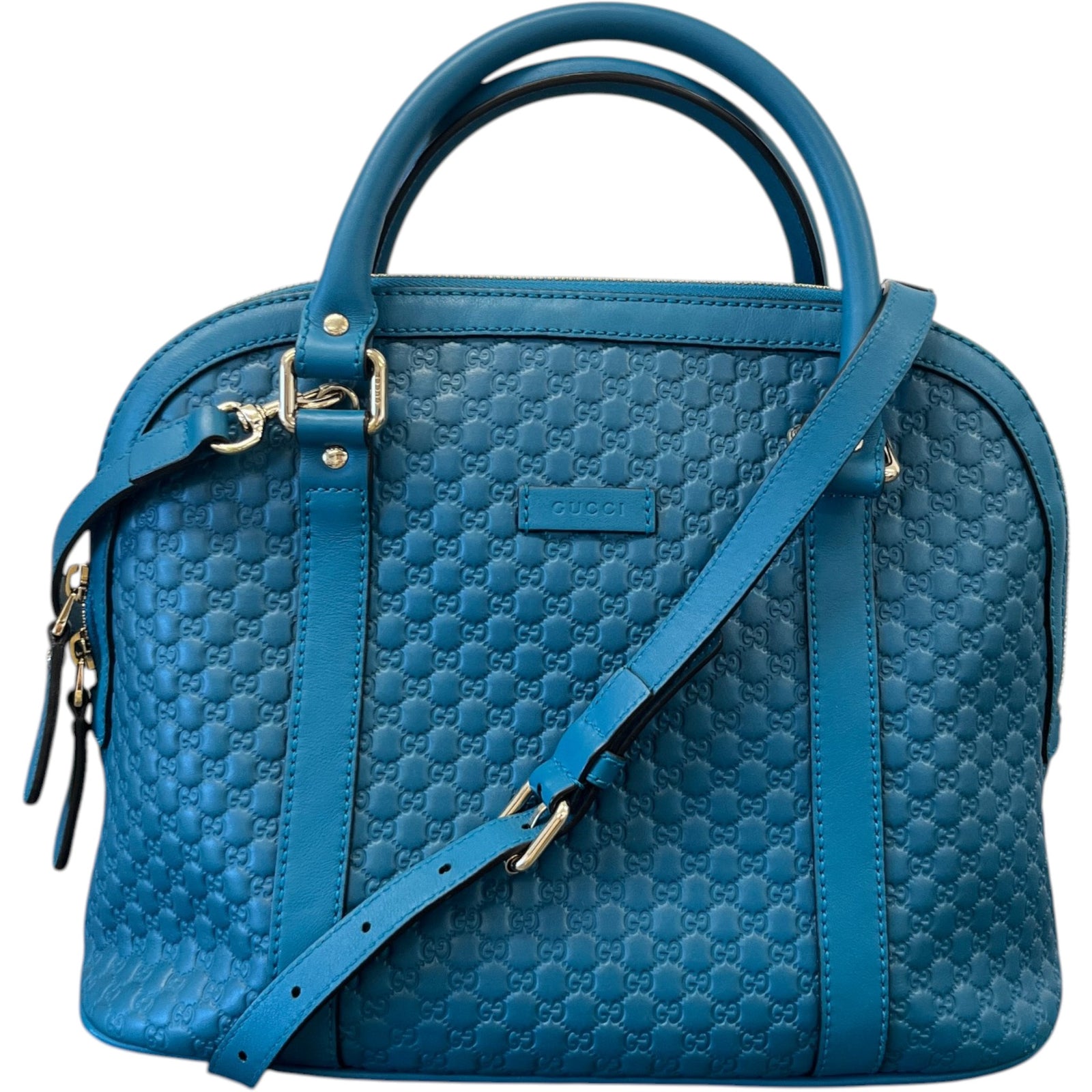 Women's Guccissima Dome Medium Bag Blue - Photo 1