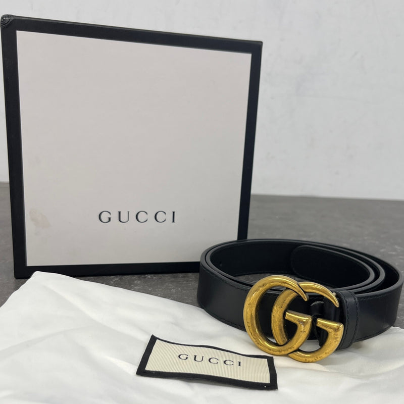 Women's Gg Marmont Thin Belt Black
