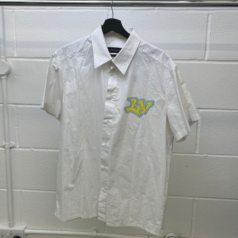 Men's Graphic Logo Short Sleeve Shirt White Size M