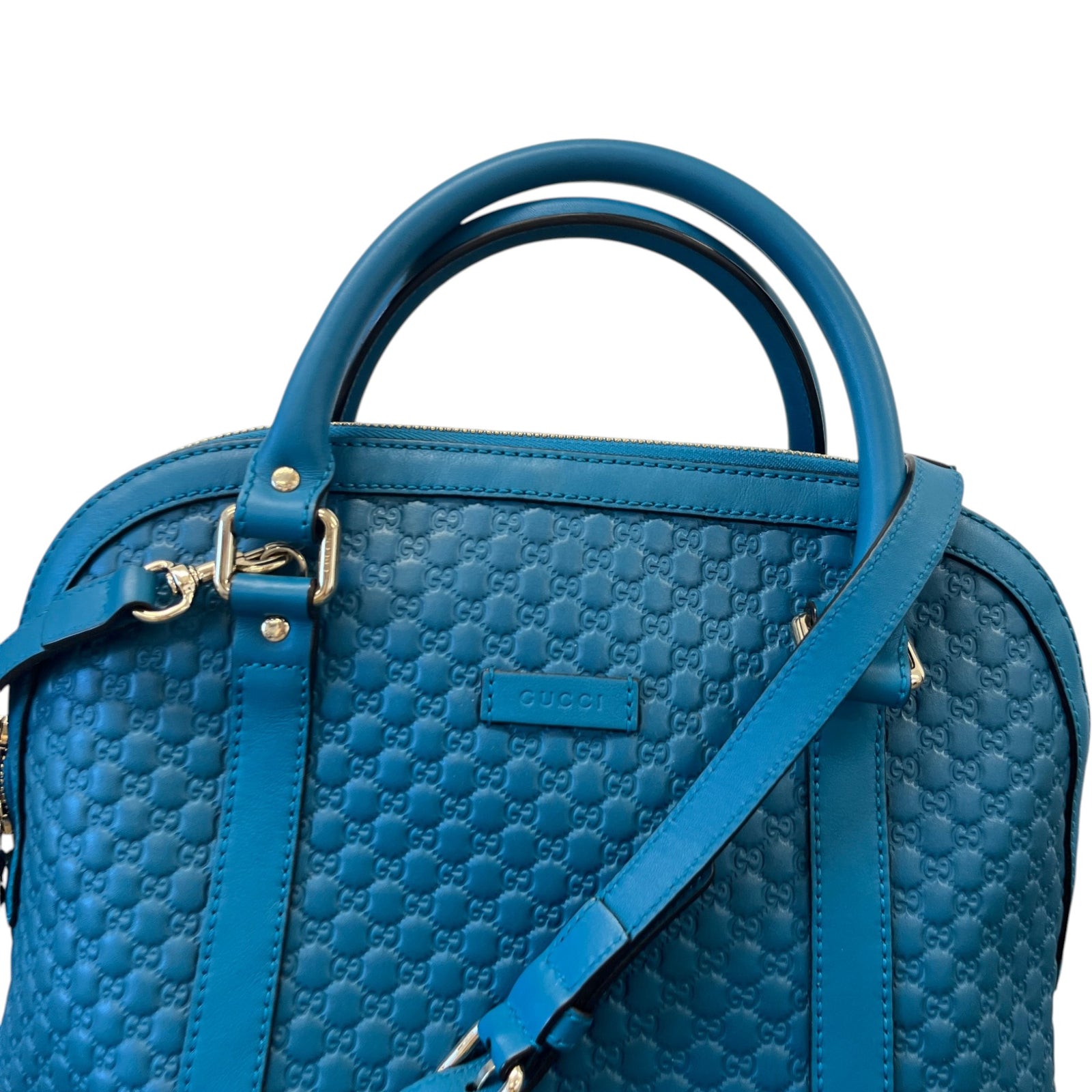 Women's Guccissima Dome Medium Bag Blue - Photo 12