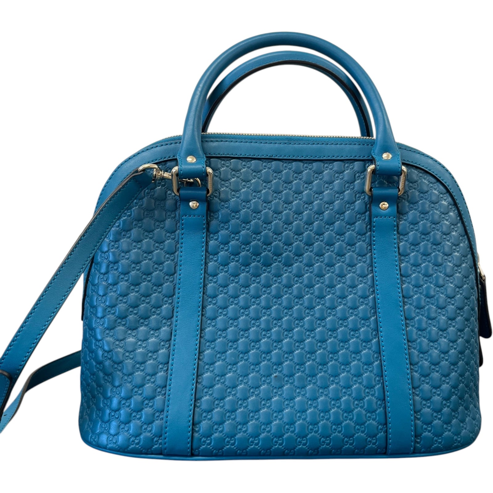 Women's Guccissima Dome Medium Bag Blue - Photo 3