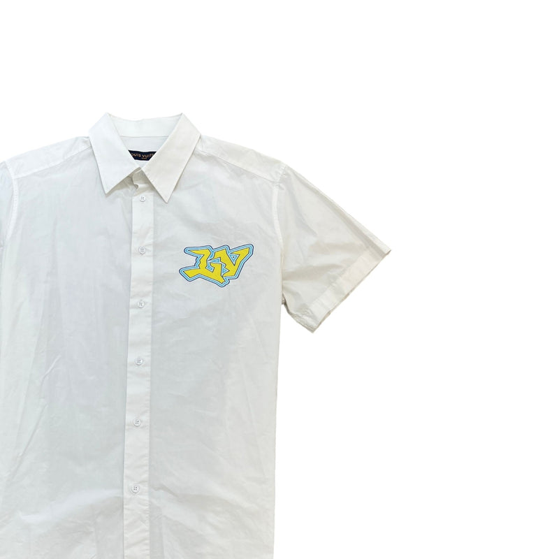 Men's Graphic Logo Short Sleeve Shirt White Size M