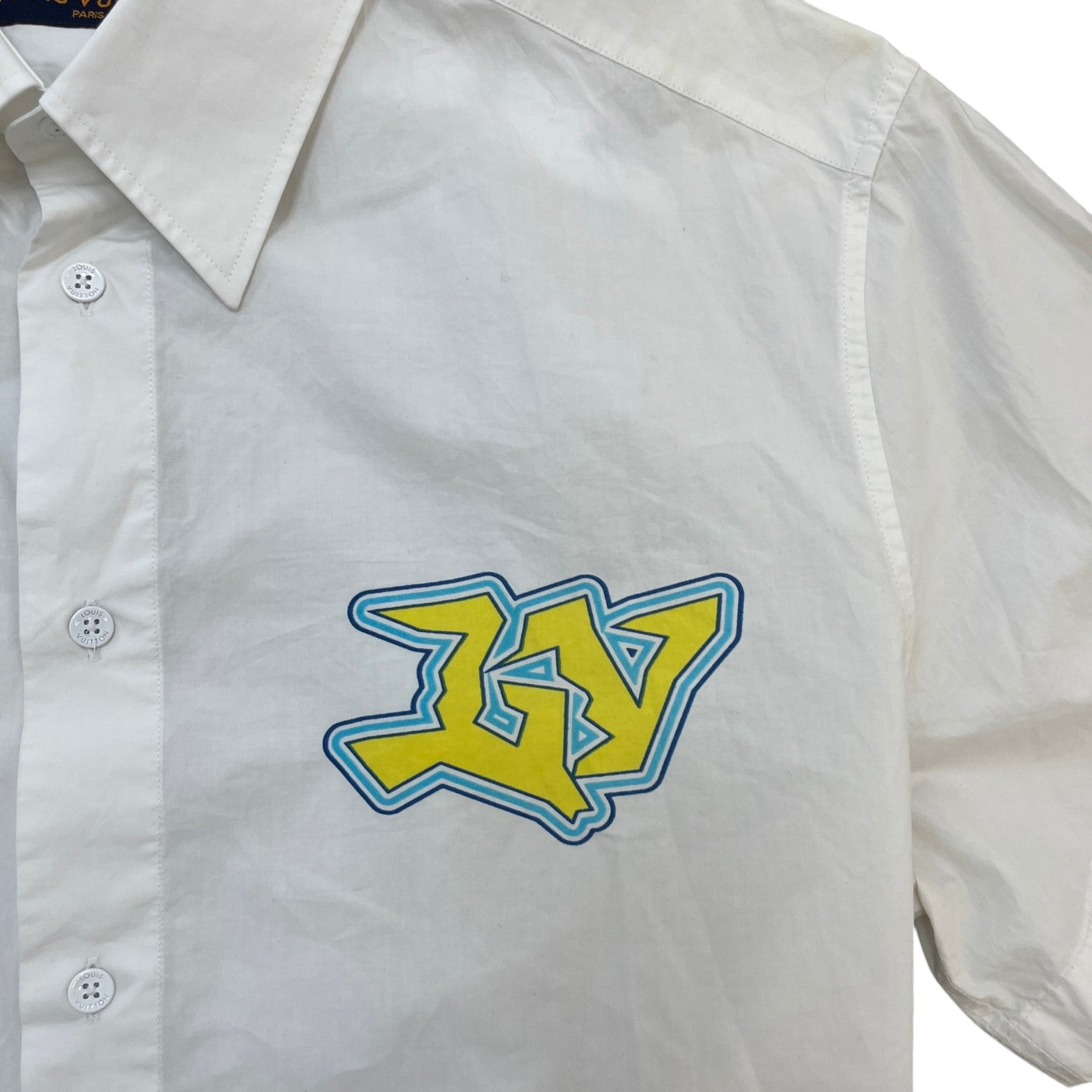 Men's Graphic Logo Short Sleeve Shirt White Size M - Photo 5