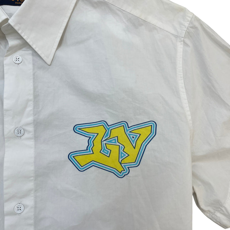 Men's Graphic Logo Short Sleeve Shirt White Size M