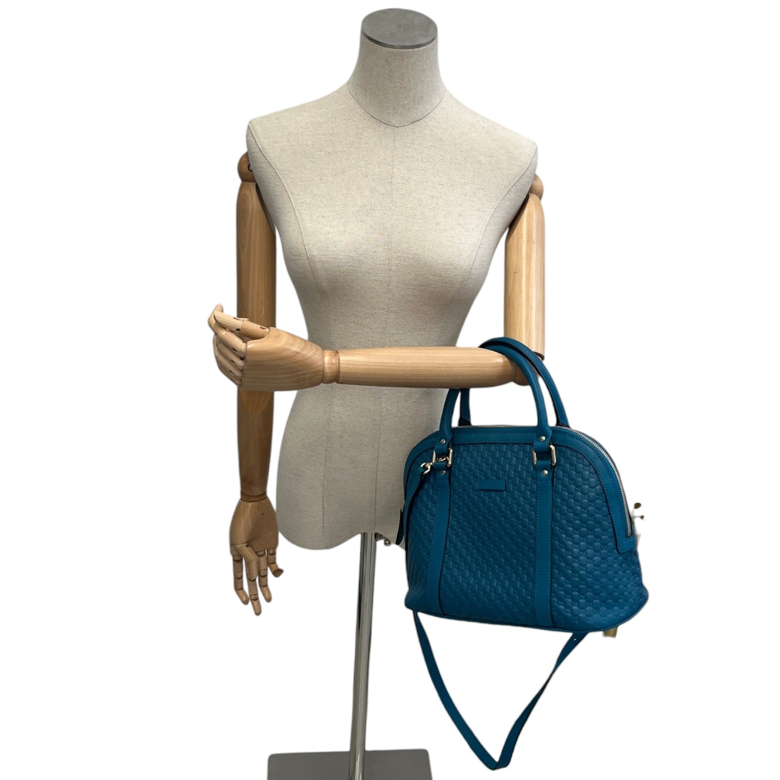 Women's Guccissima Dome Medium Bag Blue - Photo 2