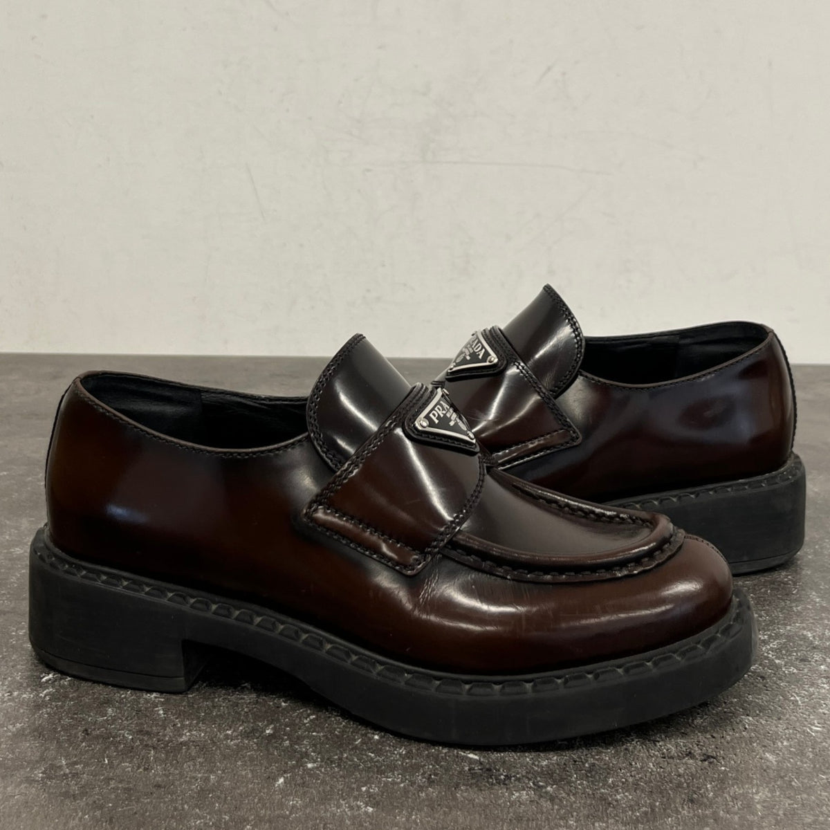 Women's Aged Leather Loafers Brown Size UK 2 / EU 35 - Photo 12
