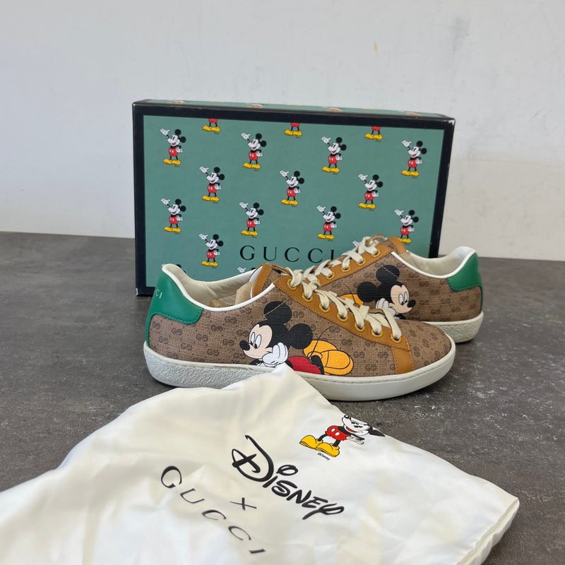 Women's GG Supreme Mickey Mouse Low Trainers Beige Size UK 2 / EU 35