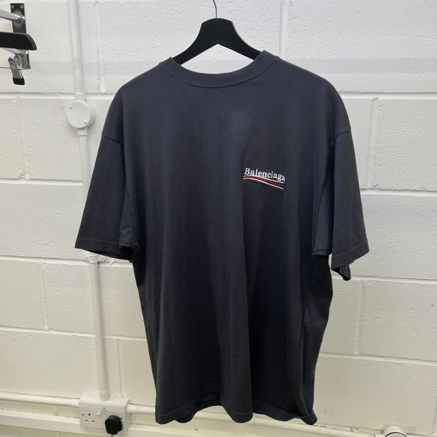 Men's Political Campaign Embroidered T-Shirt Grey Size S - Photo 9