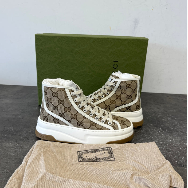 Women's GG Supreme Platform High Trainers Beige Size UK 2.5 / EU 35.5