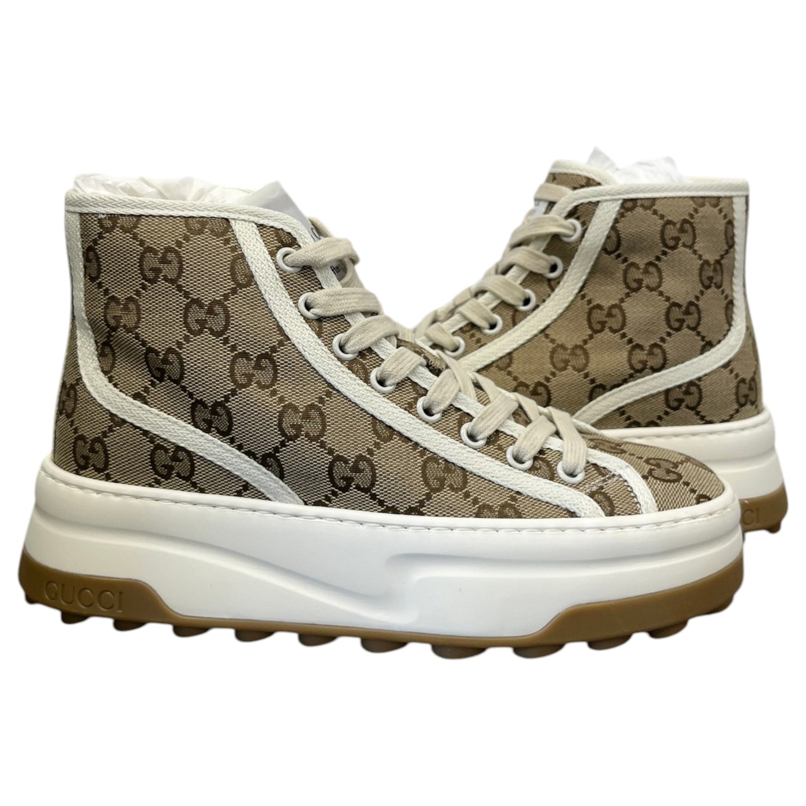 Women's GG Supreme Platform High Trainers Beige Size UK 2.5 / EU 35.5 - Photo 3