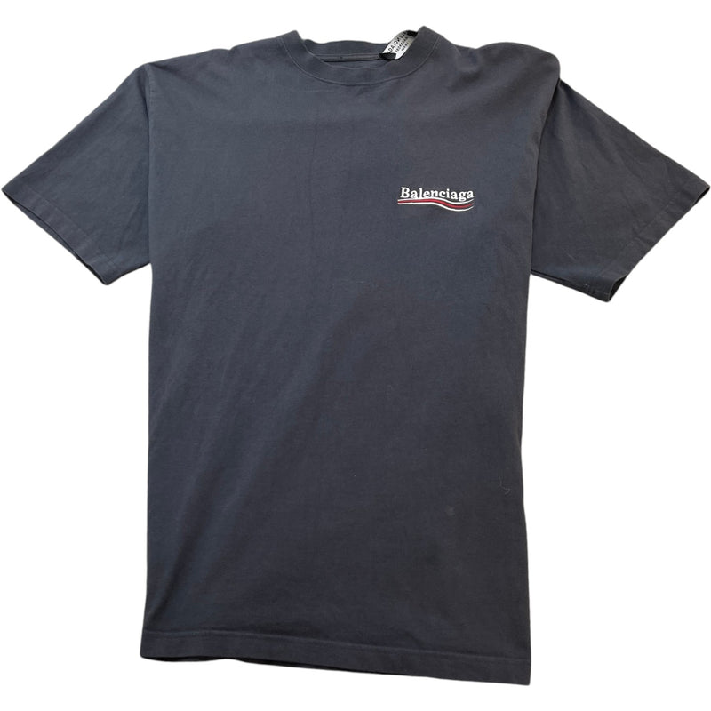 Men's Political Campaign Embroidered T-Shirt Grey Size S