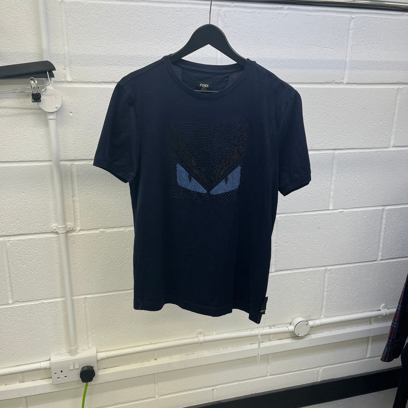 Men's Crystal Monster Eye T-Shirt Navy Size M
