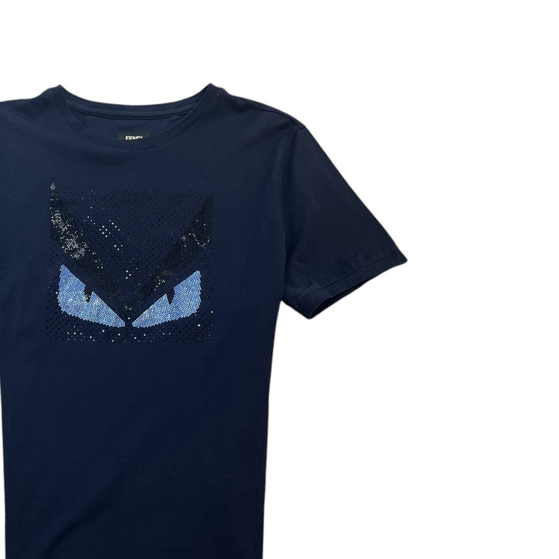 Men's Crystal Monster Eye T-Shirt Navy Size M