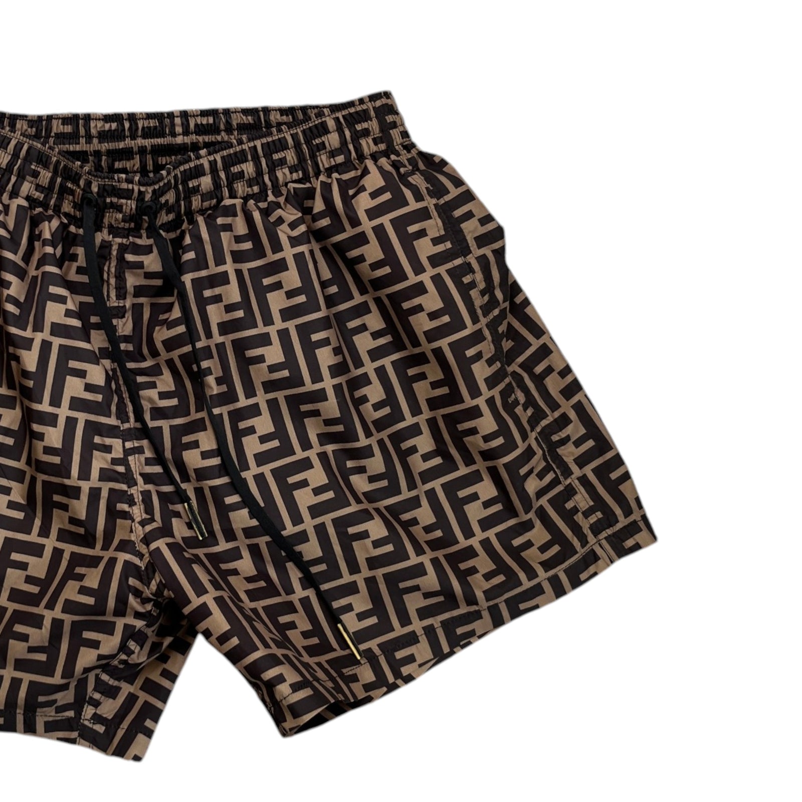 Men's Ff Monogram Motif Swim Shorts Brown Size W30 / IT 46 - Photo 3