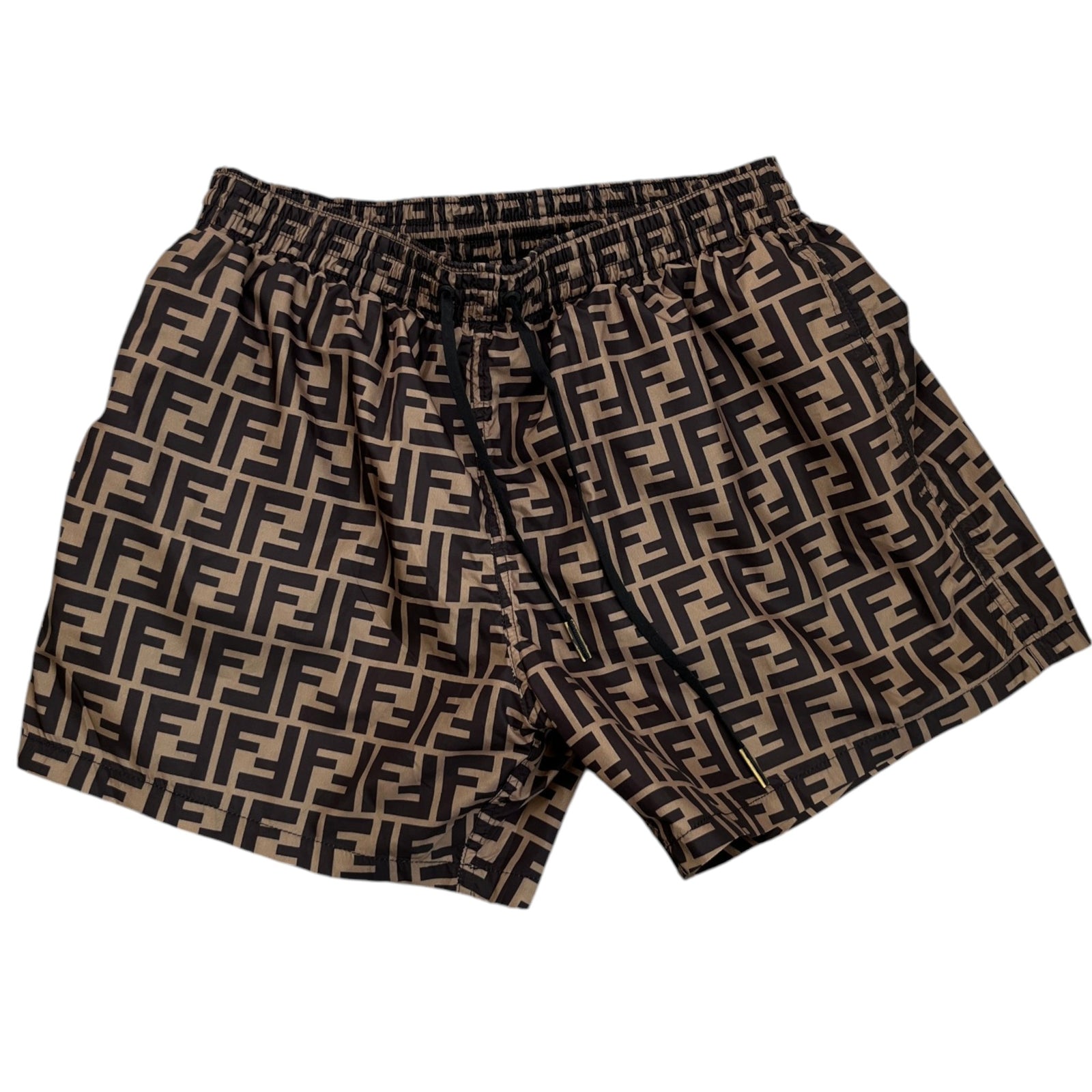 Men's Ff Monogram Motif Swim Shorts Brown Size W30 / IT 46 - Photo 1