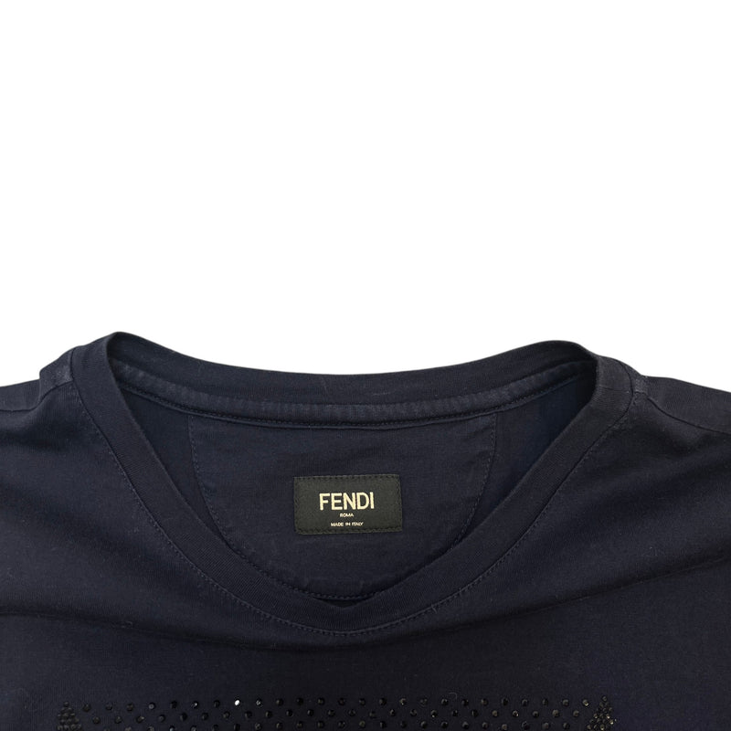 Men's Crystal Monster Eye T-Shirt Navy Size M