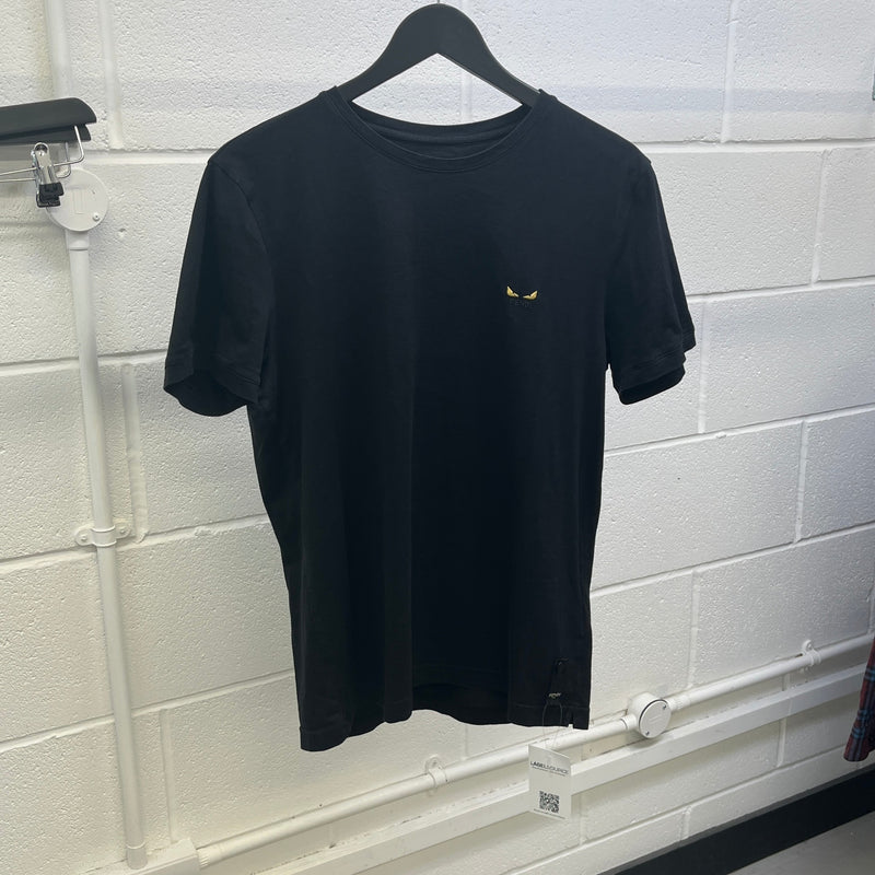 Men's Embroidered Monster Eyes T-Shirt Black Size M