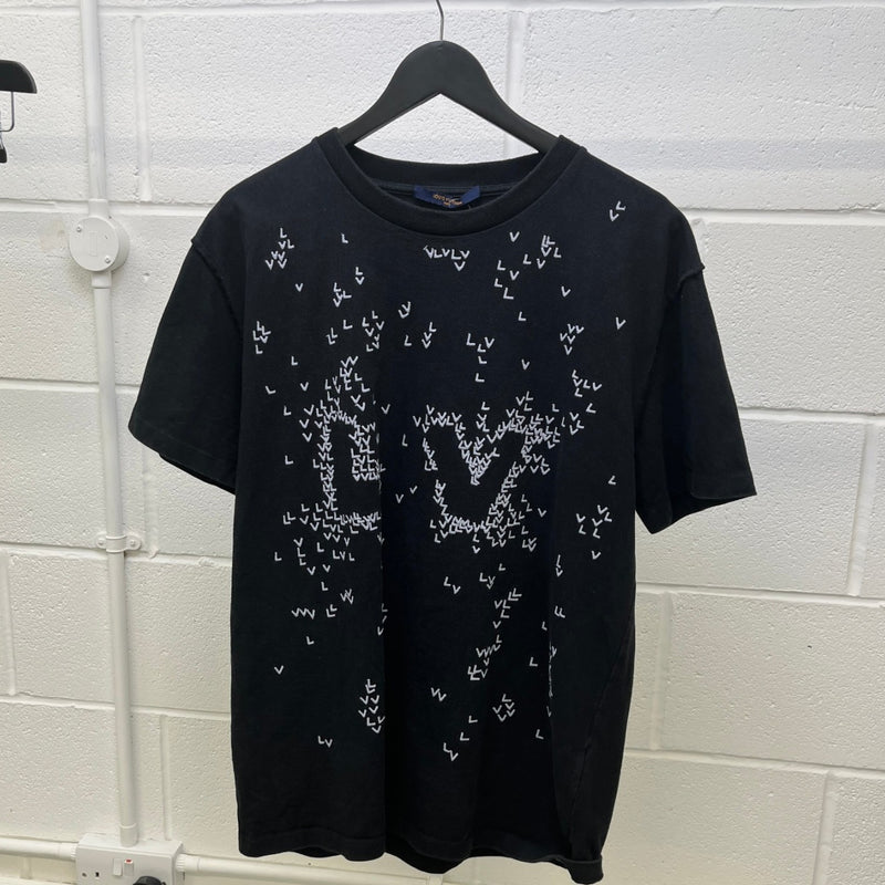 Men's Lv Spread Embroidery T-Shirt Black Size L