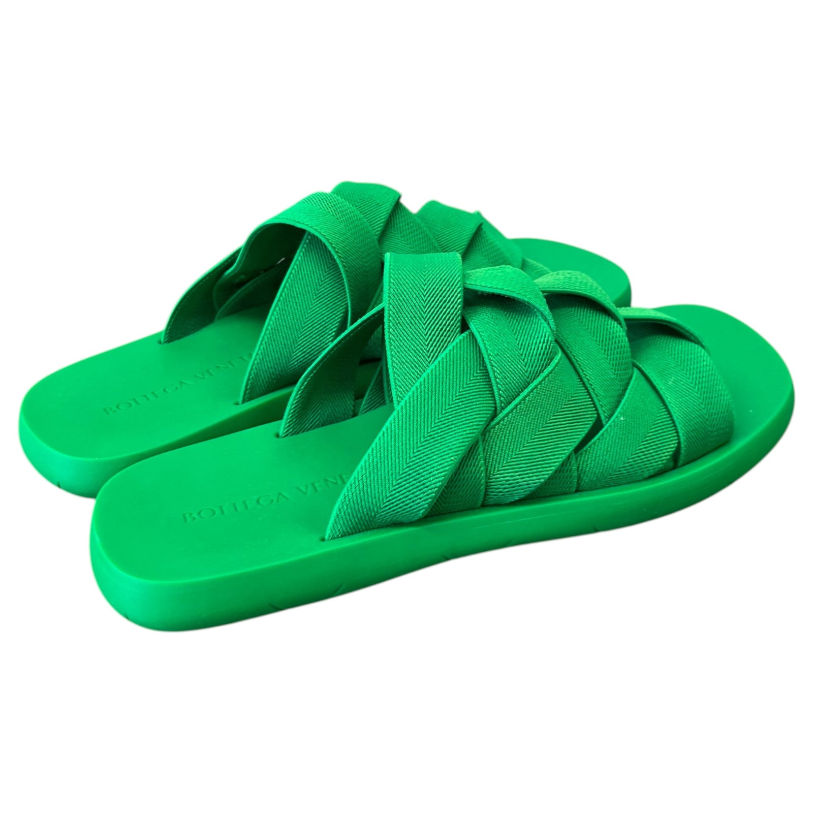 Men's Intrecciato Slides Green Size UK 9 / EU 43 - Photo 8