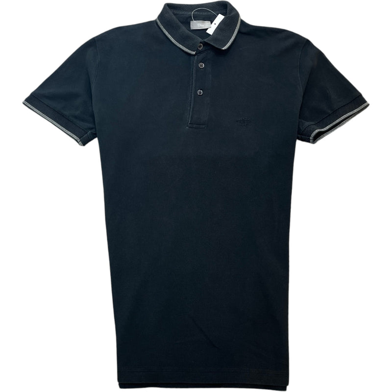 Men's Embroidered Bee Logo Polo Shirt Black Size M