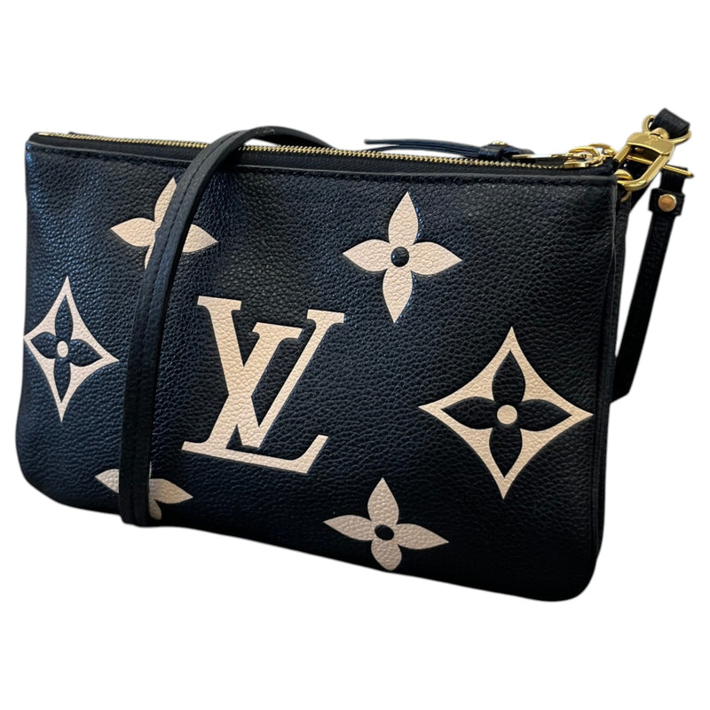 Women's Monogram Empreinte Pochette Double Zip Handbag Black