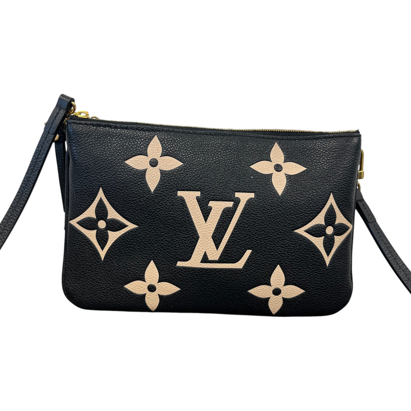 Women's Monogram Empreinte Pochette Double Zip Handbag Black