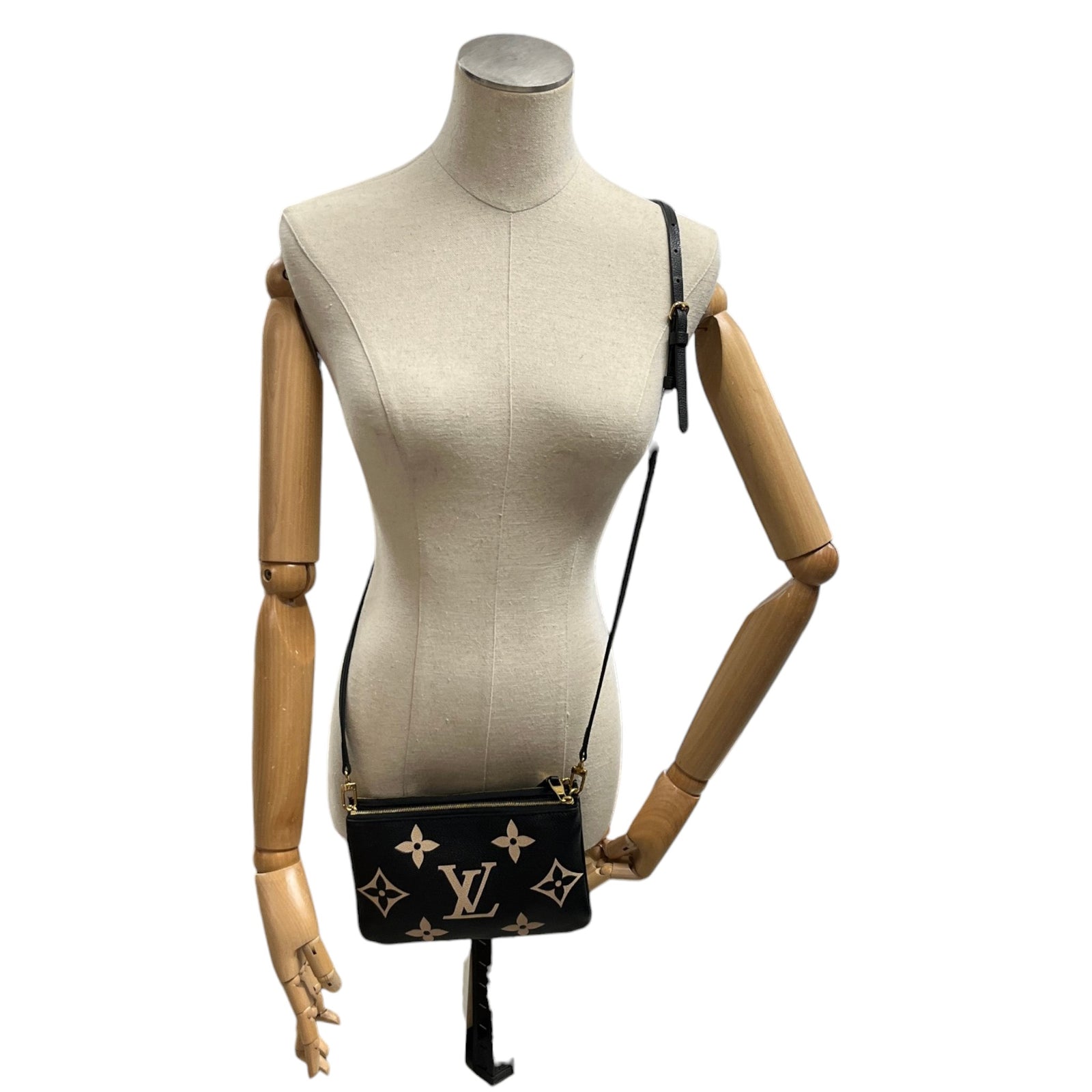 Women's Monogram Empreinte Pochette Double Zip Handbag Black - Photo 2