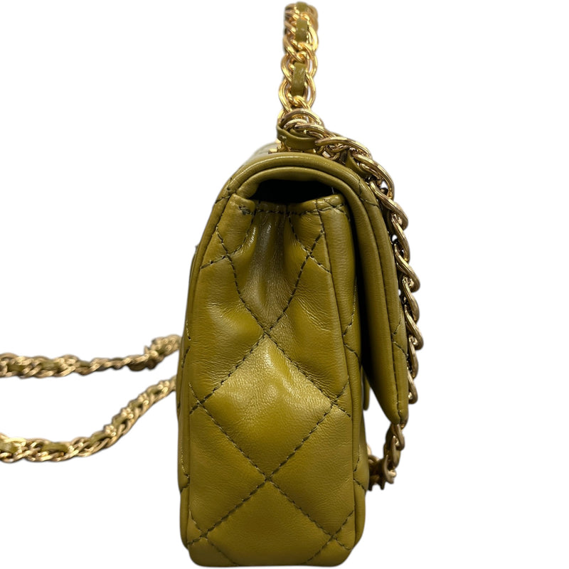 Women's Top Handle Mini Rectangle Gold Cap Handbag Green